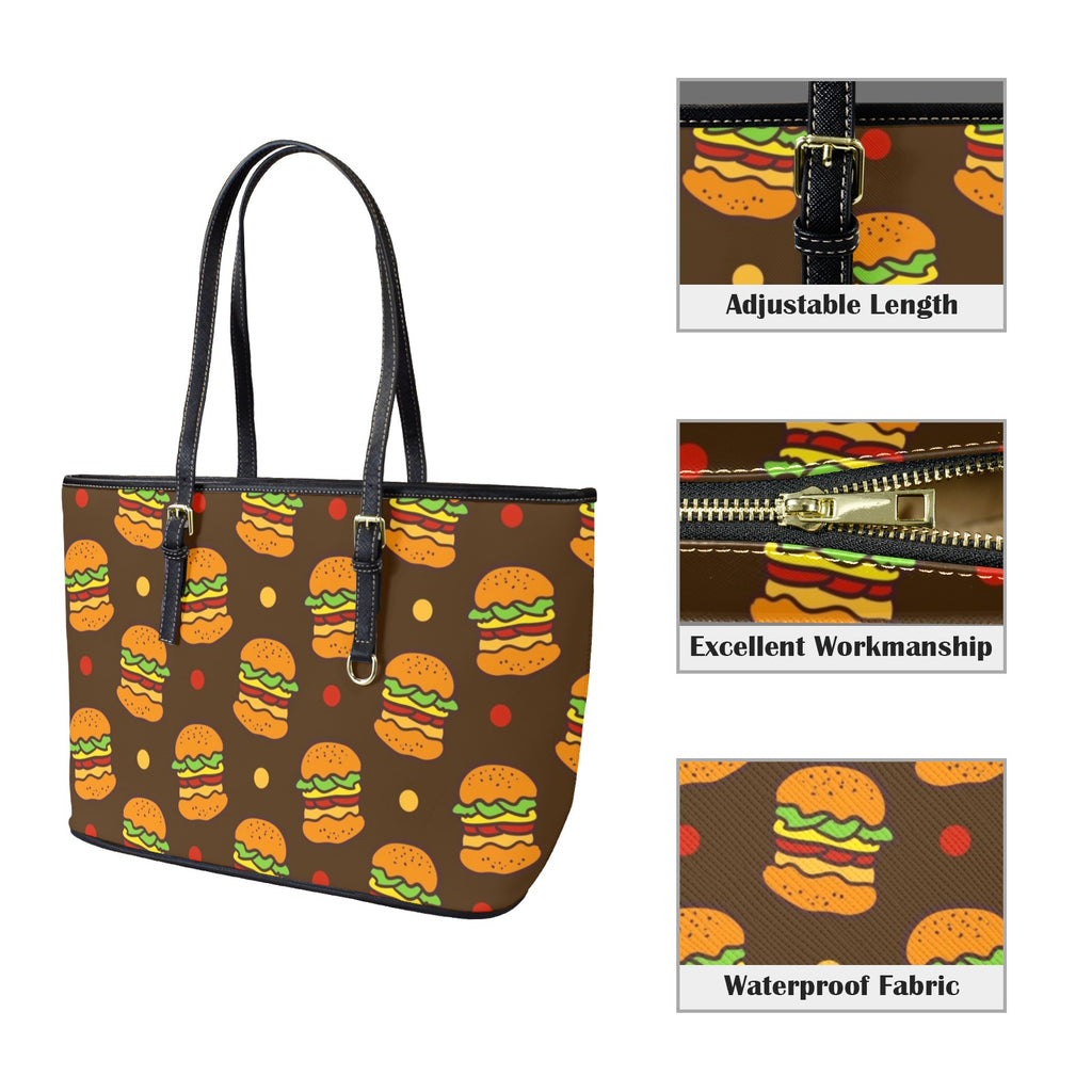 Burgers - Leather Tote Bag-Large