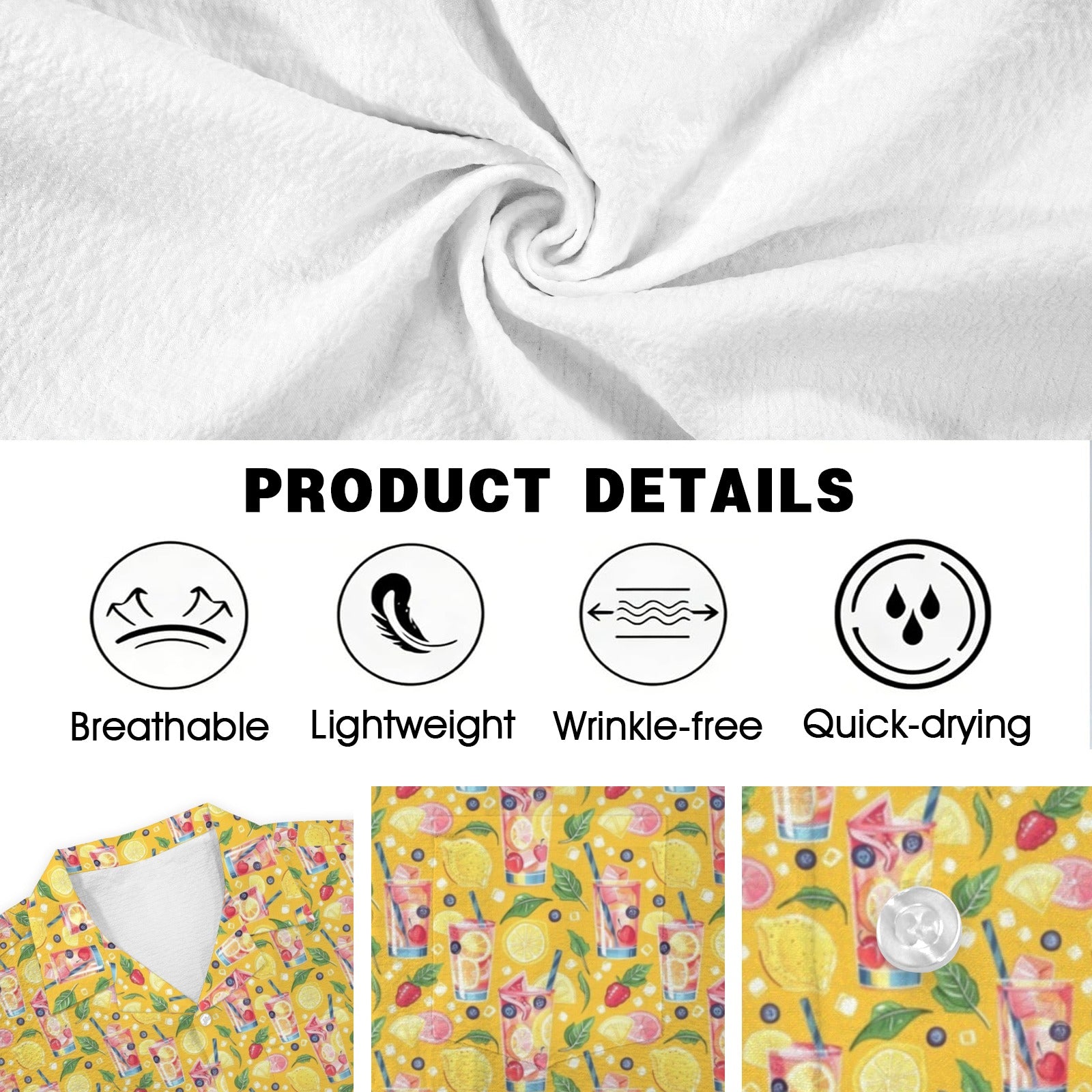Tropical Fruit Drink Men's Crinkle Hawaiian Shirt