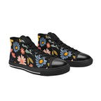 Boho Flowers And Leaves Women's High Top Canvas Shoes Womens Classic High Top Shoes Plants Printed Offshore