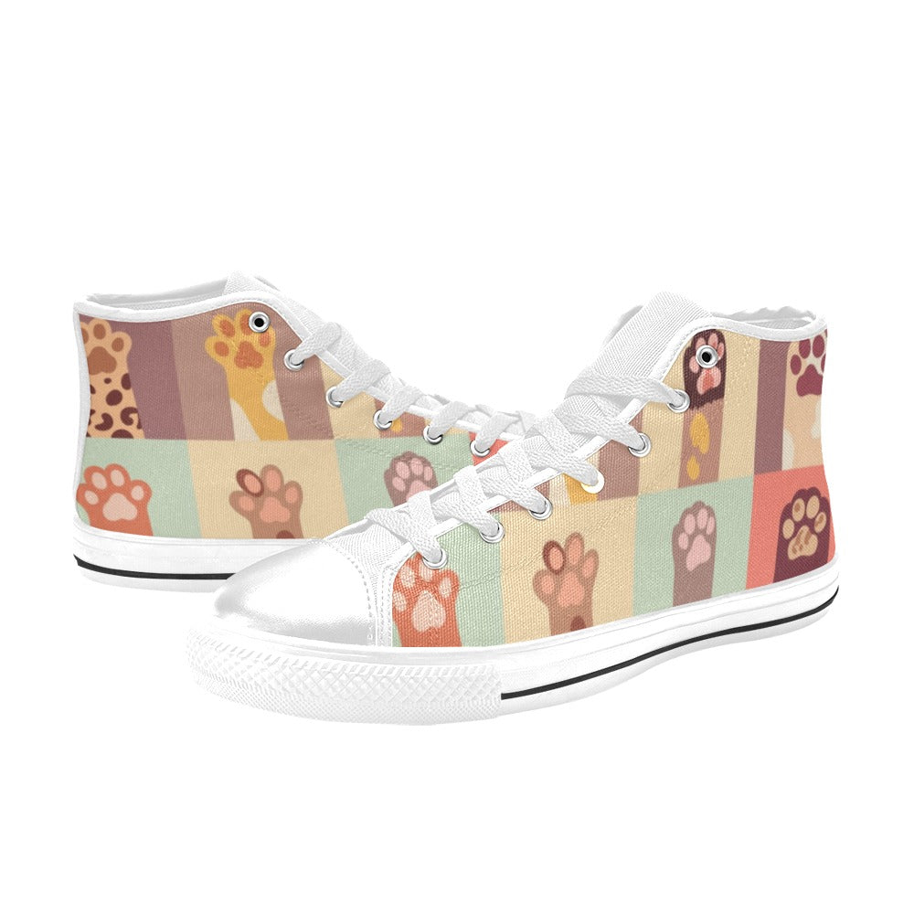 Cat Paws - Kids High Top Canvas Shoes