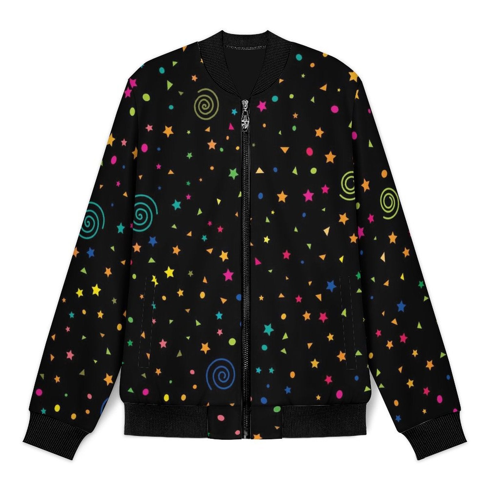 Stars And Swirls Men's Casual Zip‑Up Bomber Jacket