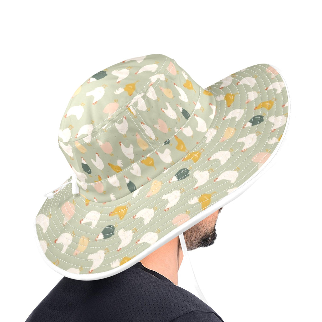 Chicken Life Wide Brim Bucket Hat Wide Brim Bucket Hat Birds Printed Offshore