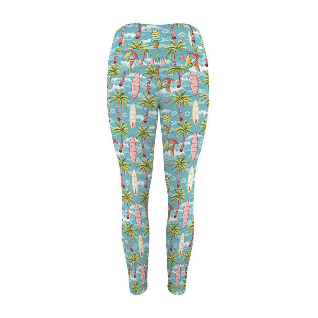 Summer Surf Women's High Waist Pockets Yoga Leggings Women's High Waist Pockets Yoga Leggings Printed Offshore Surf