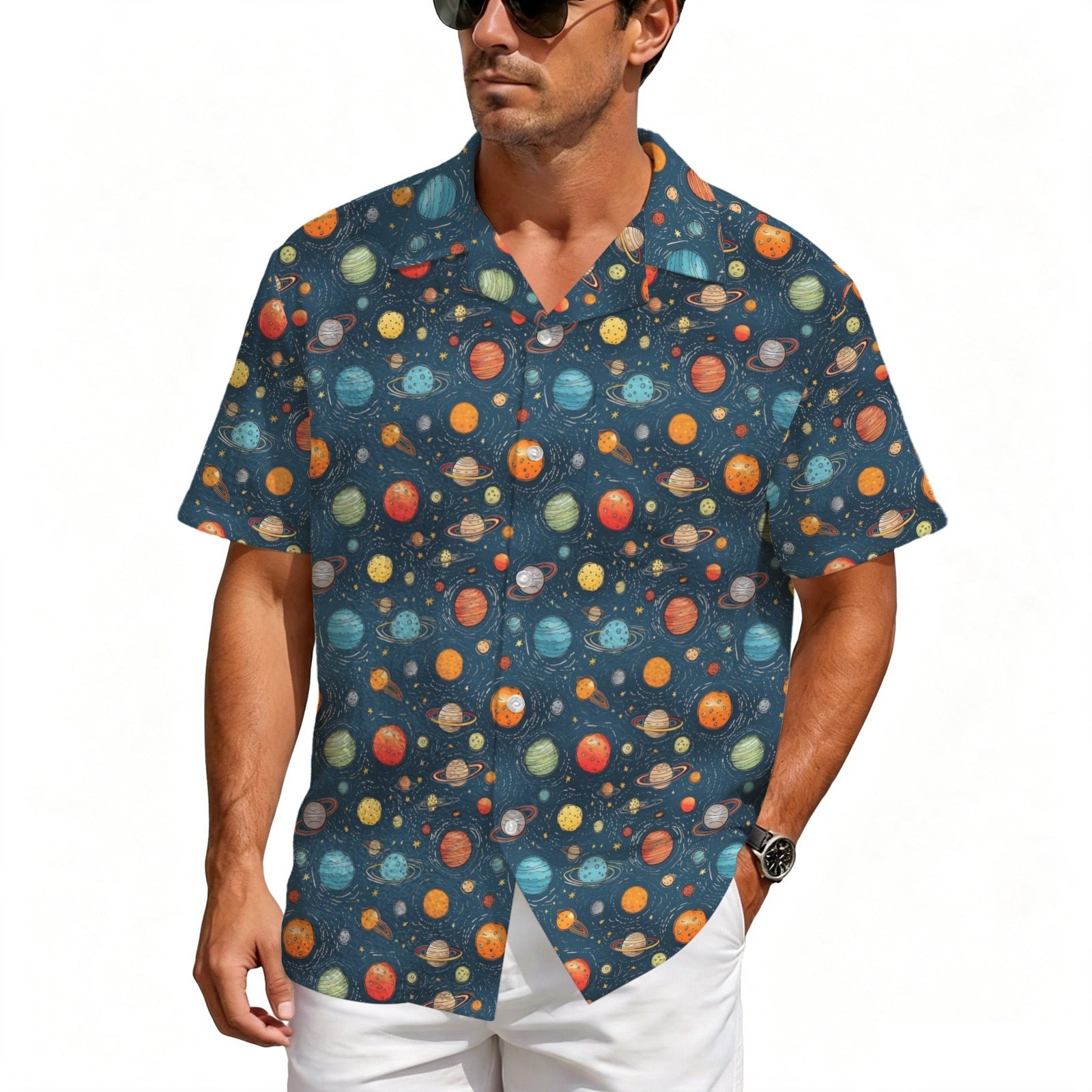 Galaxy Men's Crinkle Hawaiian Shirt