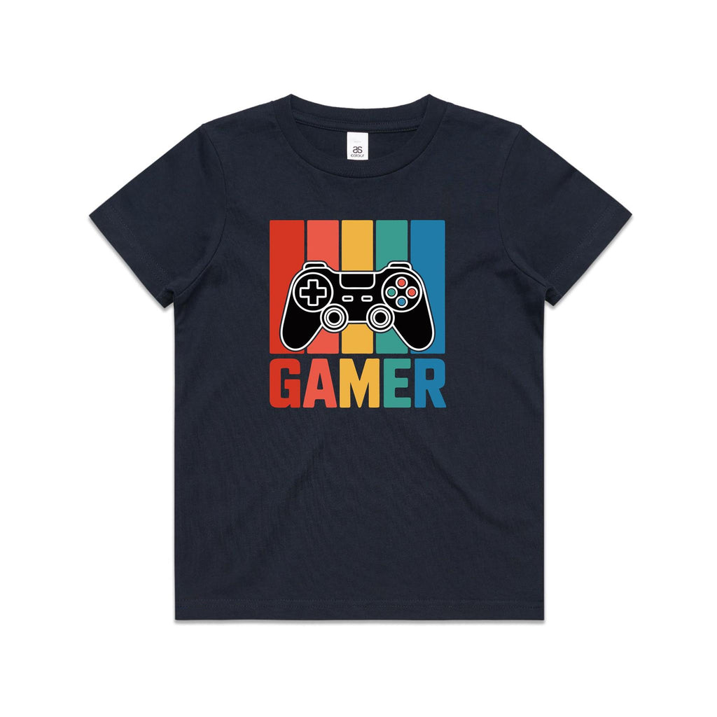 Gamer Kid's AS Colour T-shirt Navy Kids Youth T-shirt Games Printed In Australia