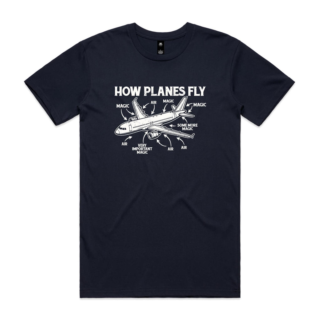How Planes Fly Men's AS Colour T-shirt Navy Mens T-shirt Printed In Australia Science