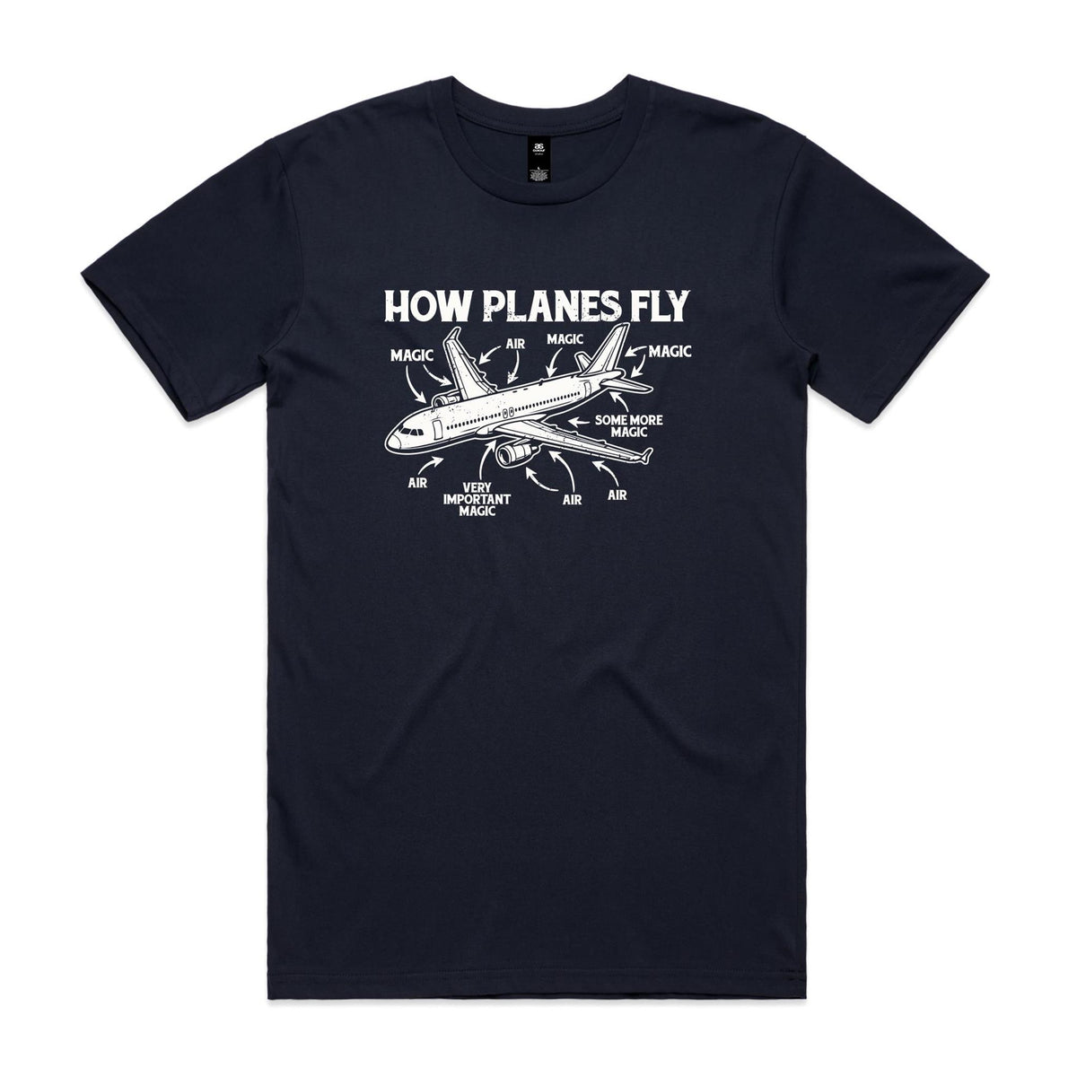 How Planes Fly Men's AS Colour T-shirt Navy Mens T-shirt Printed In Australia Science