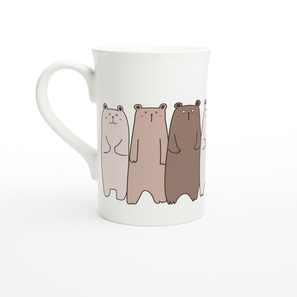 Bears In A Row - White 10oz Porcelain Slim Mug Default Title Porcelain Mug animal Globally Fulfilled