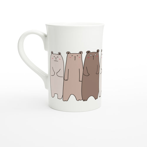 Bears In A Row - White 10oz Porcelain Slim Mug Default Title Porcelain Mug animal Globally Fulfilled