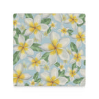 Delicate Frangipani Ceramic Coasters (Square) Ceramic Coasters Plants Printed Offshore