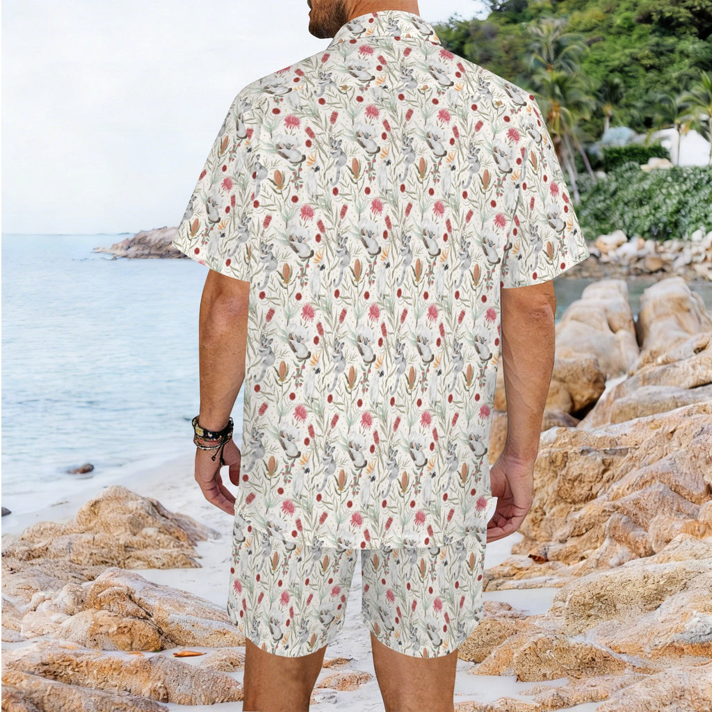 Australian Plants And Animals Men's Hawaiian Shirt & Shorts Set