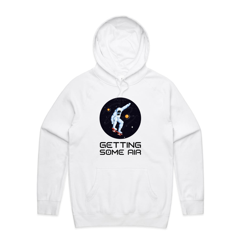 Getting Some Air, Skateboard Astronaut - Mens Hoodie White Mens Hoodie Printed In Australia Space