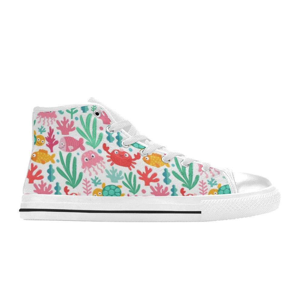 Under The Sea - Kids High Top Canvas Shoes