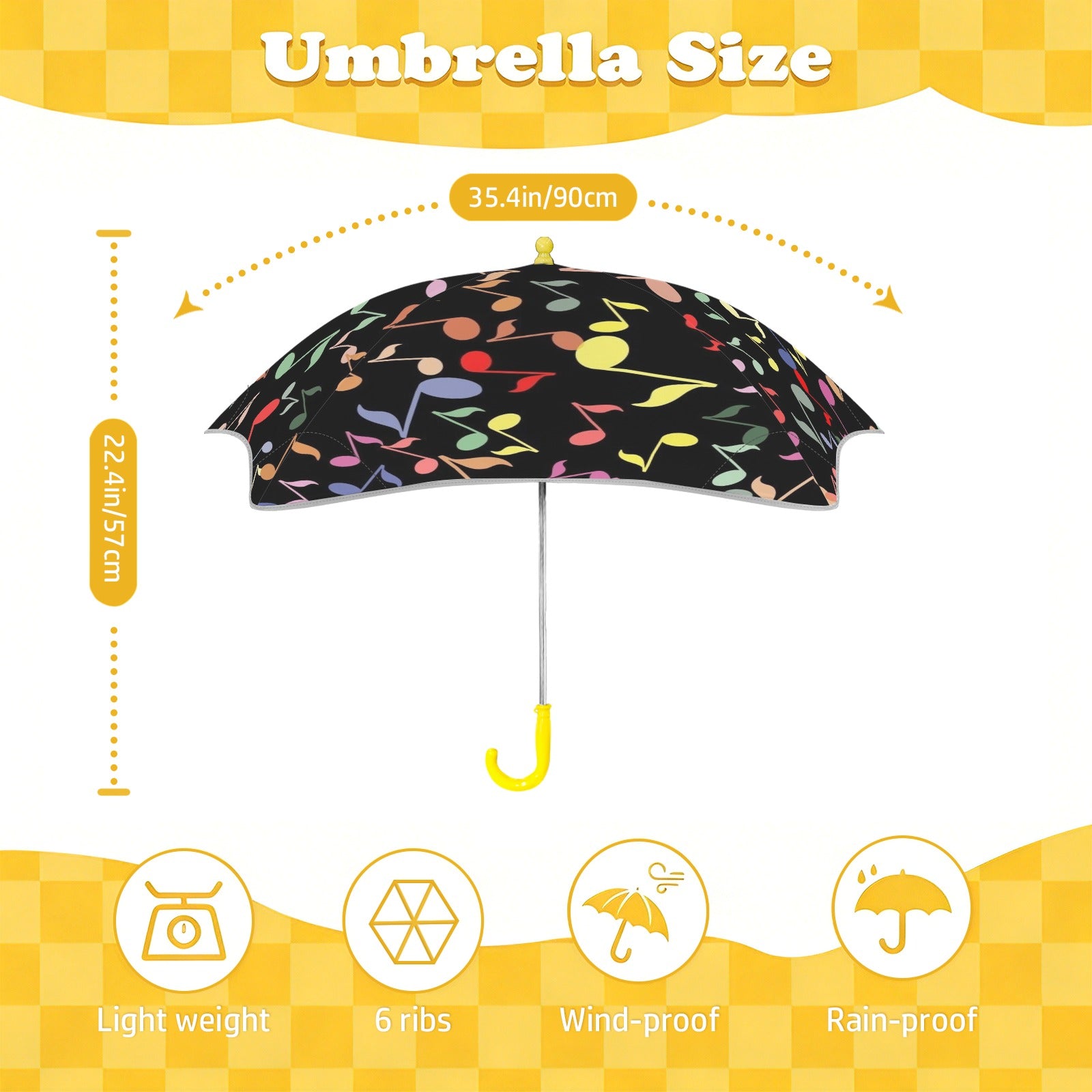Quavers, Music Notes Kids Safe Round Corner Umbrella Kids Safe Round Corner Umbrella Music Printed Offshore