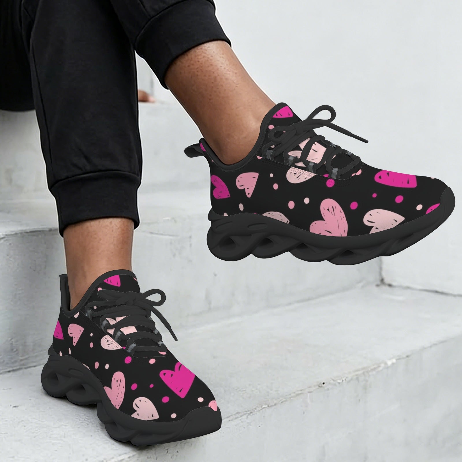 Pink Hearts Women's Twisted Sole Sneakers