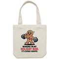 Working On My Holiday Bod, It's Cookie Shaped Canvas Tote Bag Default Title Tote Bag Christmas Printed In Australia