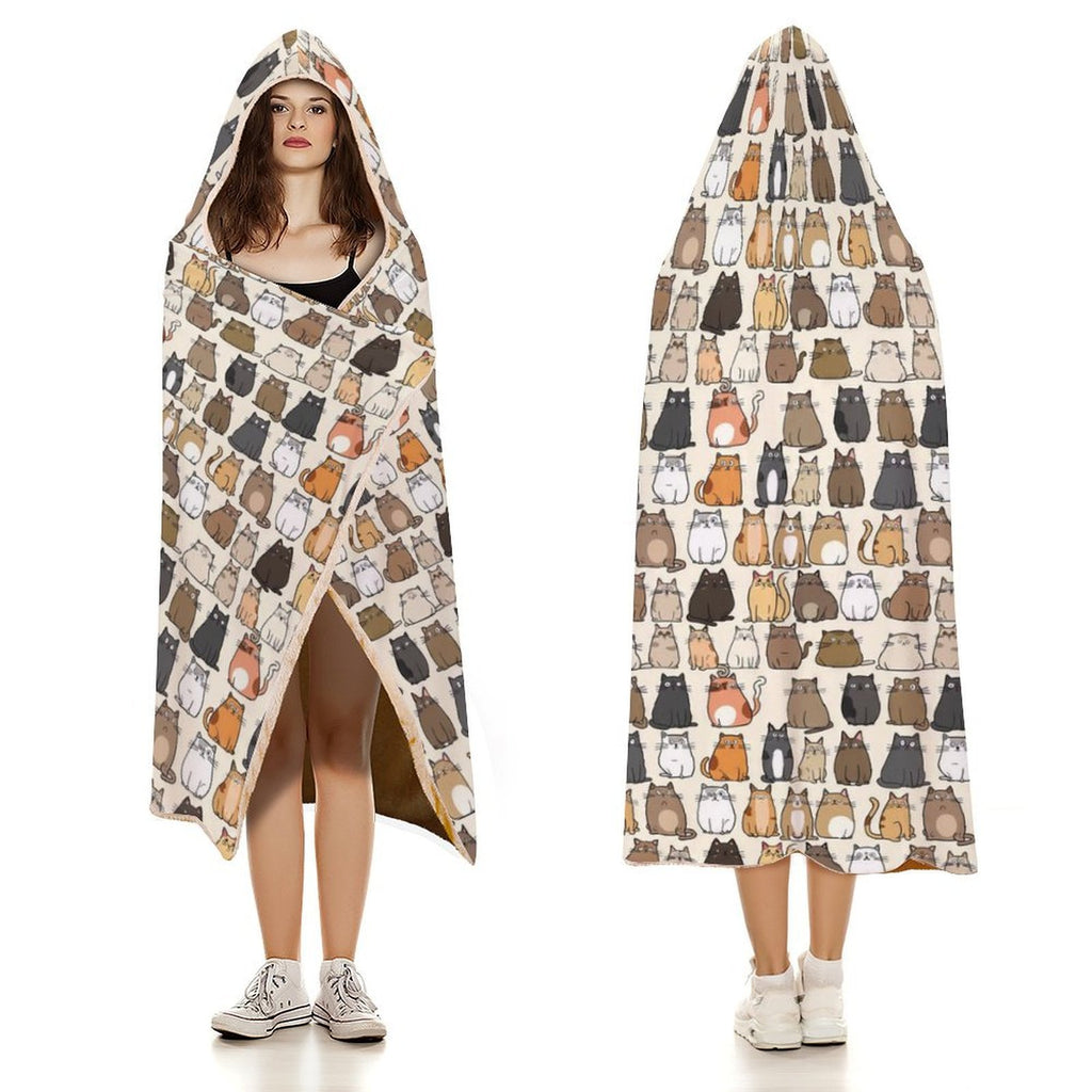 Lots Of Cats Kids Hooded Blanket 100cm x 130cm Kids Hooded Blanket animal Printed Offshore