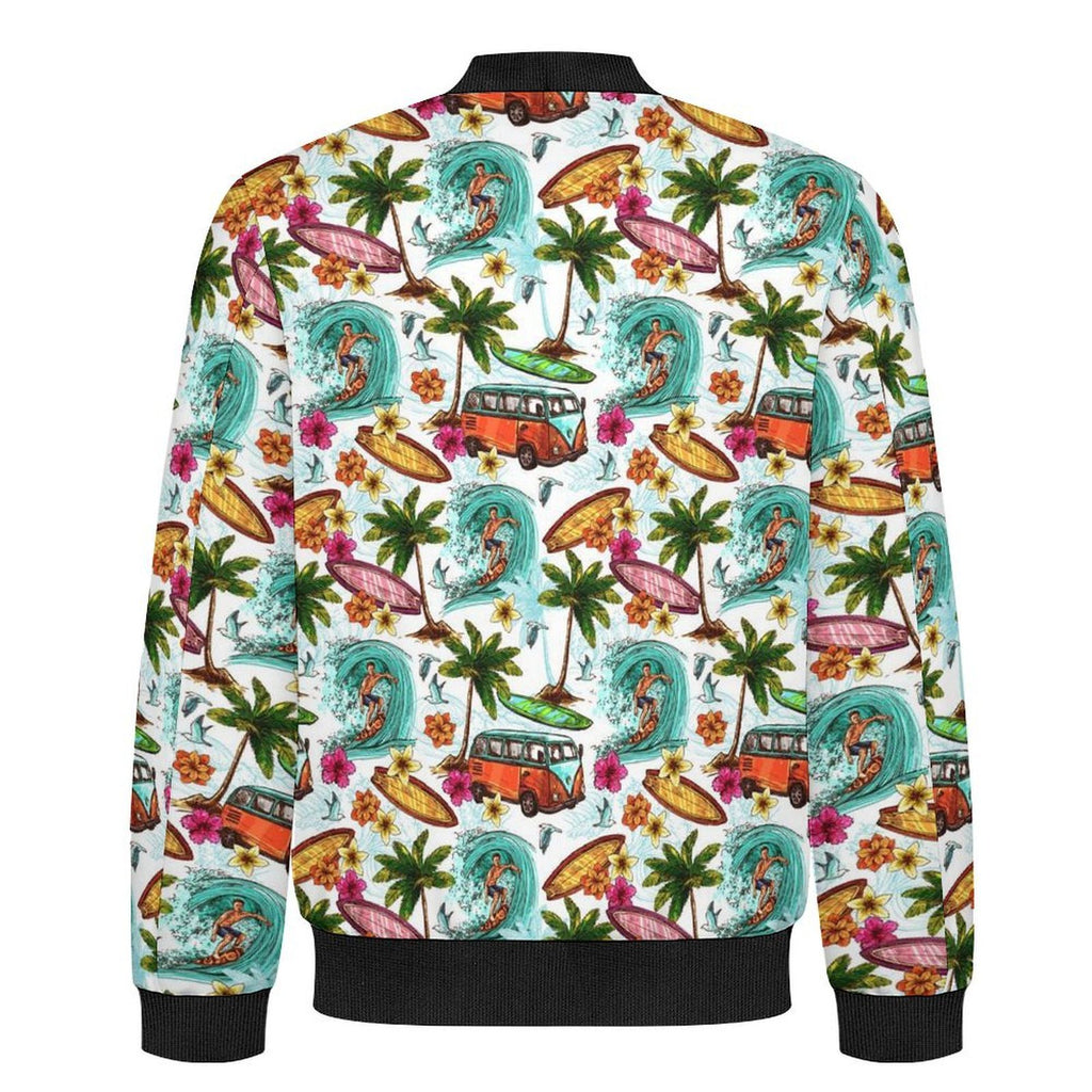 Surfing Safari Men's Casual Zip‑Up Bomber Jacket