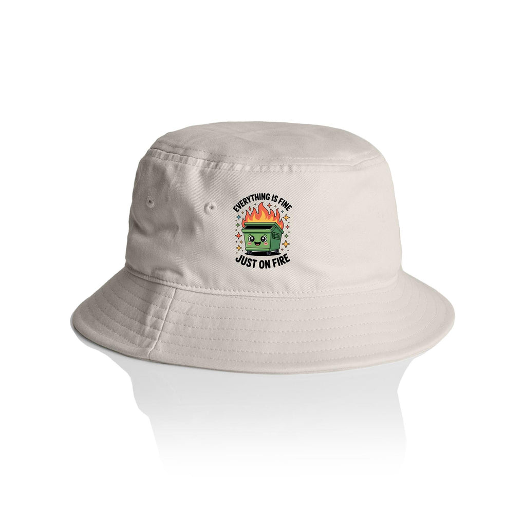 Skip Bin, Dumpster Fire AS Colour Bucket Hat Bone One Size As Colour Bucket Hat Printed In Australia