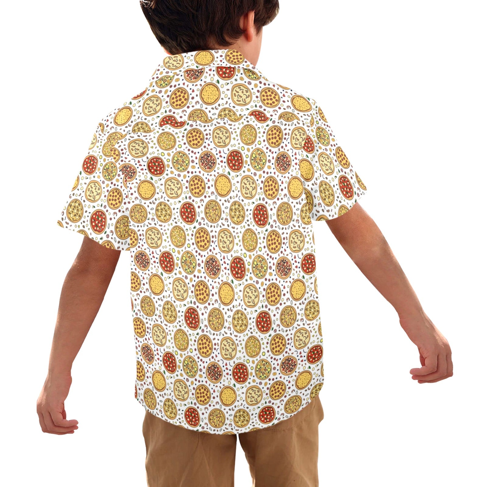Round Pizzas On White Junior Kids Hawaiian Shirt