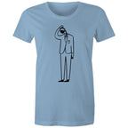 Coffee Brain - Womens T-shirt Carolina Blue Womens T-shirt Coffee Printed In Australia