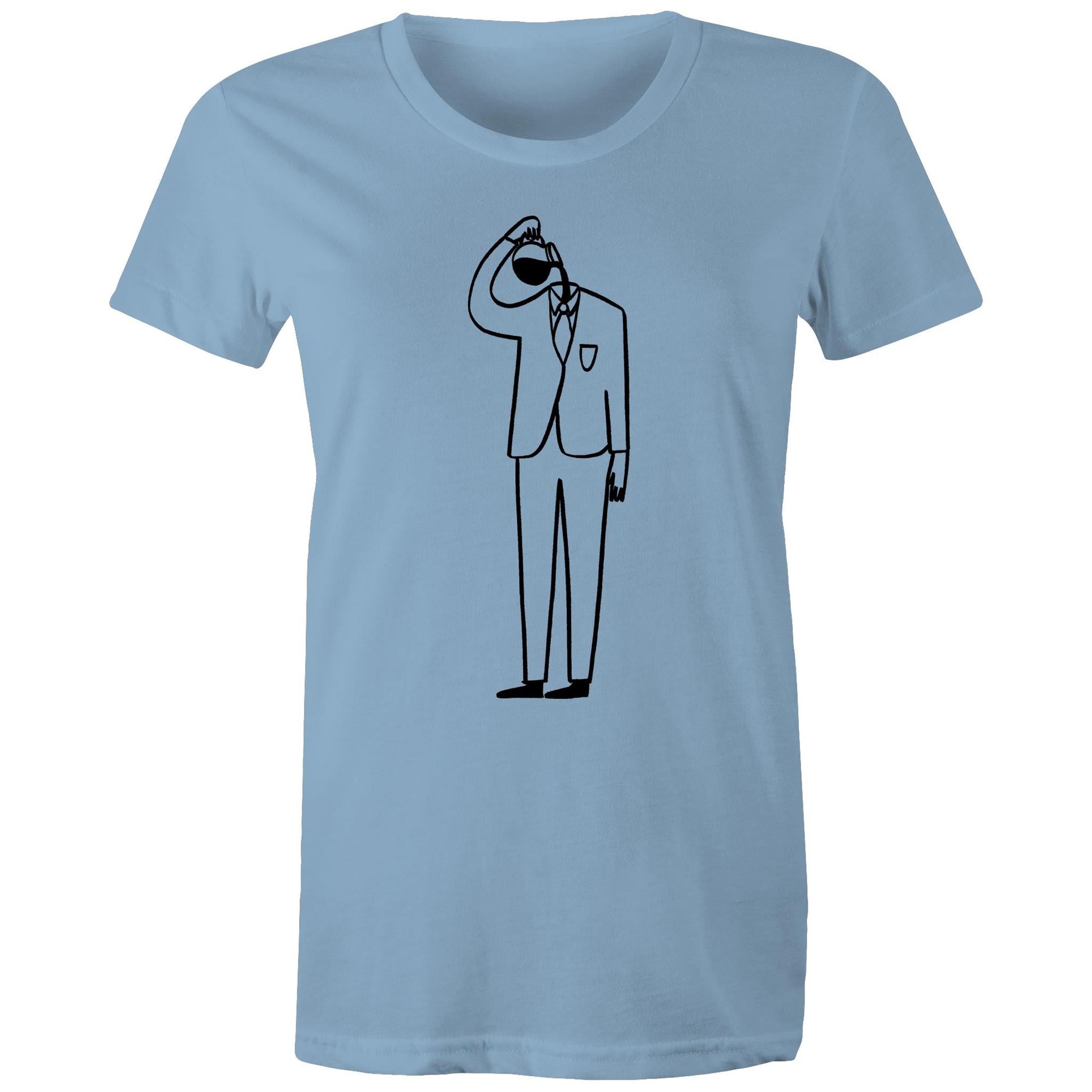 Coffee Brain - Womens T-shirt Carolina Blue Womens T-shirt Coffee Printed In Australia