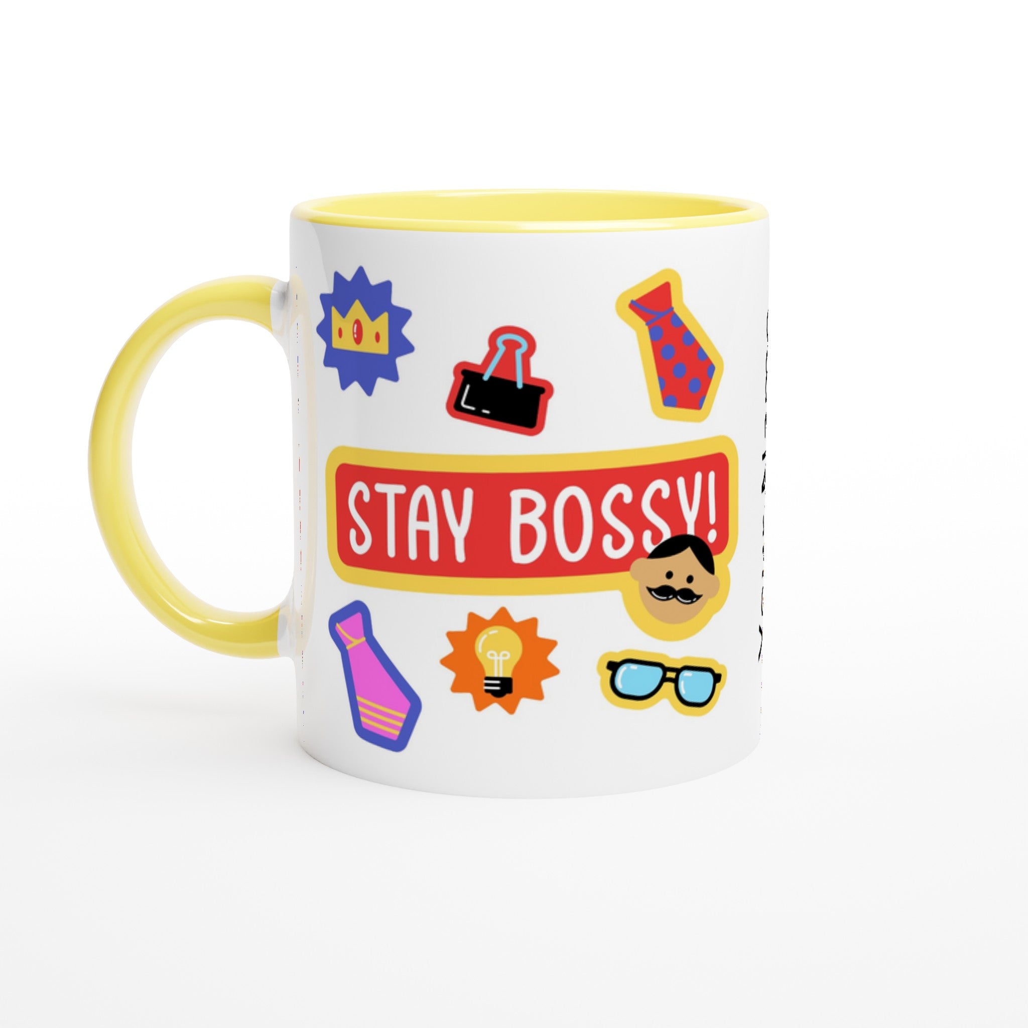 Personalised - Stay Bossy, Boss Mug - White 11oz Ceramic Mug with Colour Inside Personalised Mug Customise Funny Personalise