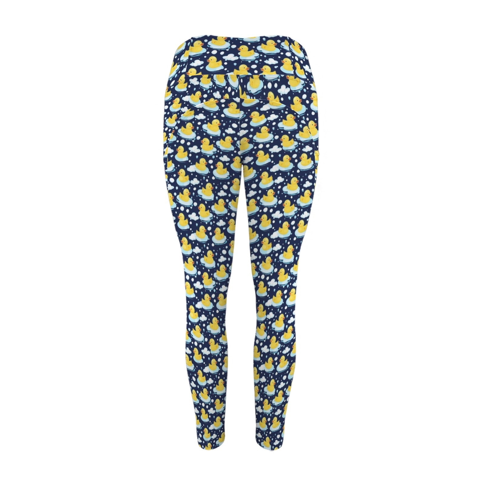 Rubber Ducks On Dark Women's High Waist Pockets Yoga Leggings