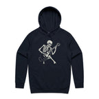 Skeleton Playing Guitar Men's AS Colour Hoodie Navy Mens Hoodie Music Printed In Australia