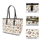 Books And Coffee - Leather Tote Bag-Large