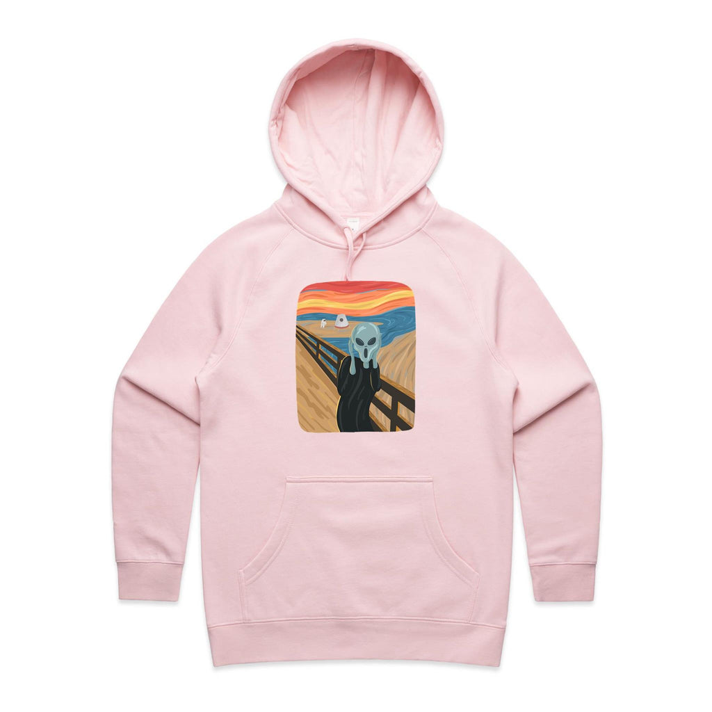 Alien Scream - Womens Hoodie Pink Womens Hoodie Printed In Australia Sci Fi