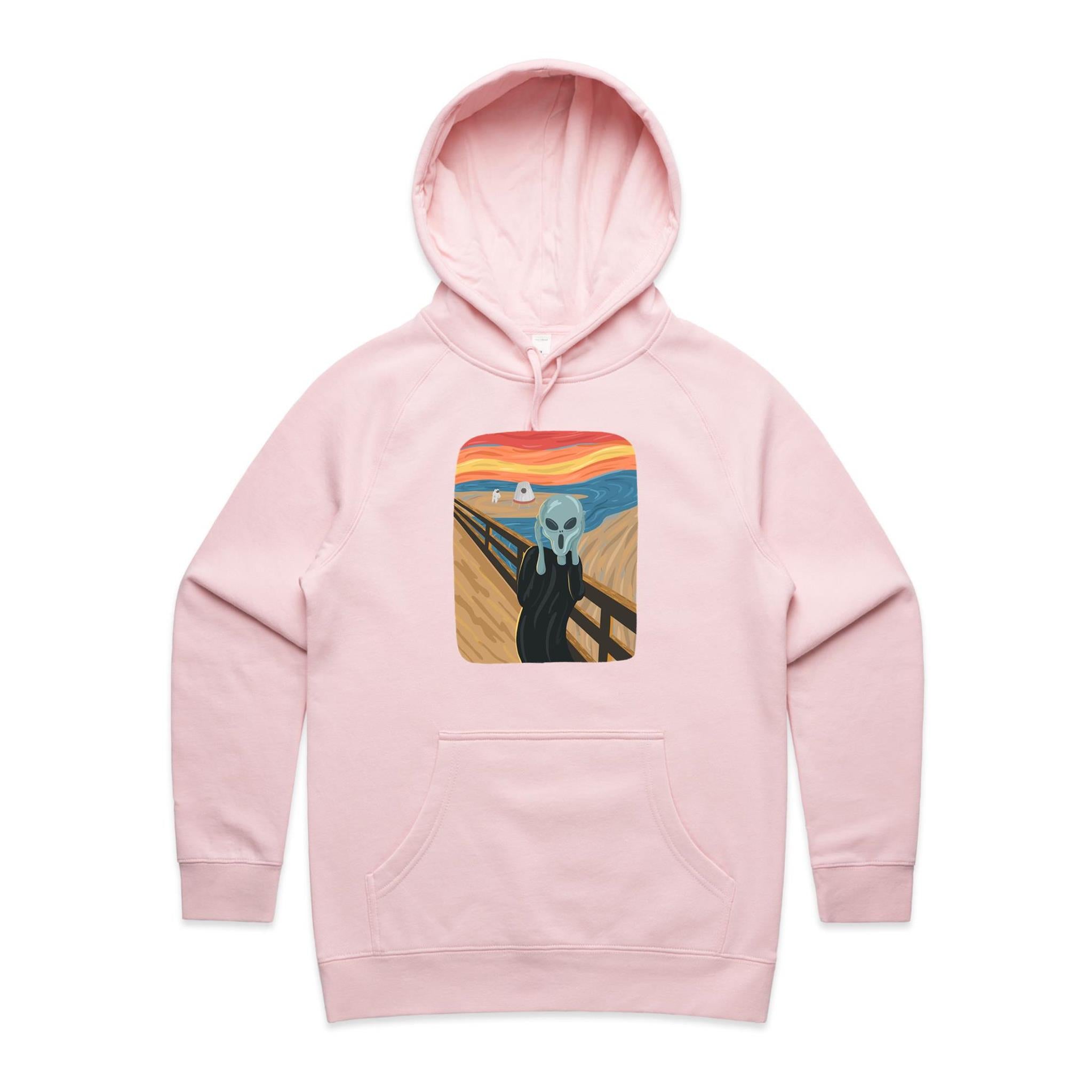 Alien Scream - Womens Hoodie Pink Womens Hoodie Printed In Australia Sci Fi