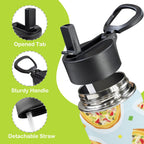 Pizzas On Blue 12oz Kids Water Bottle with Straw Lid