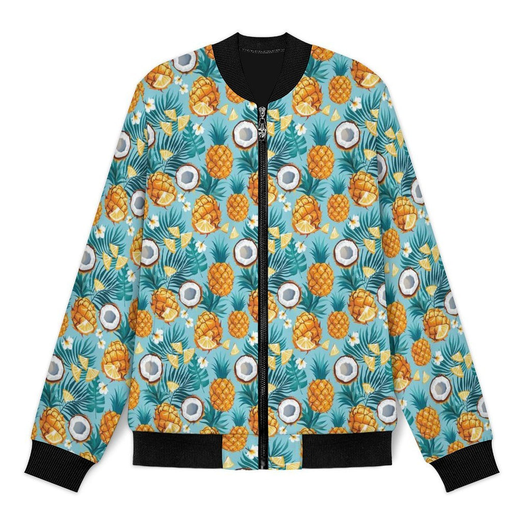 Pineapple Coconut Men's Casual Zip‑Up Bomber Jacket