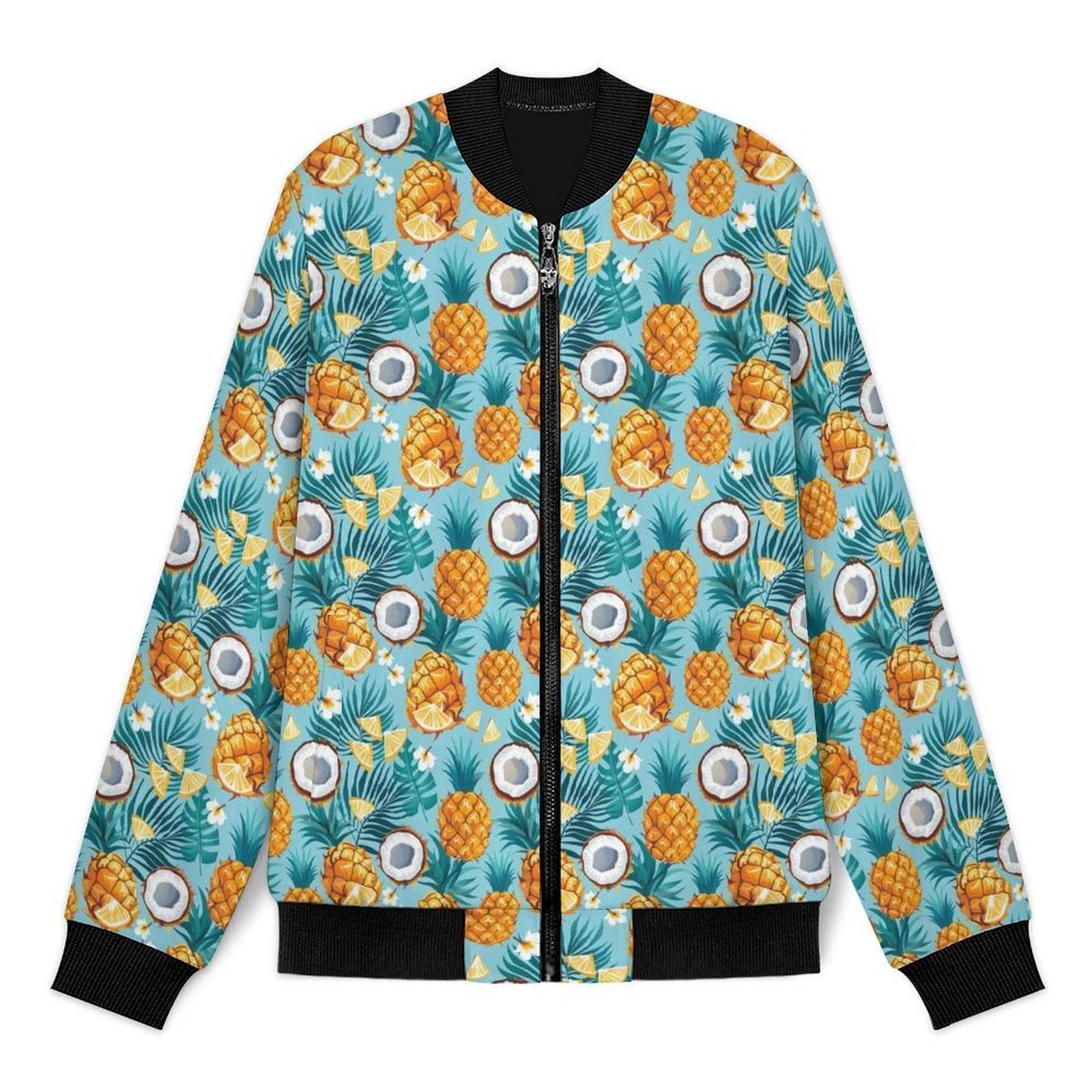 Pineapple Coconut Men's Casual Zip‑Up Bomber Jacket
