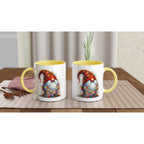 Christmas Gnome Wrapped In Lights - White 11oz Ceramic Mug with Colour Inside Christmas Colour Mug Christmas Globally Fulfilled