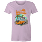 Hello Sunshine, Beach Van - Womens T-shirt Lavender Womens T-shirt Printed In Australia Summer Surf