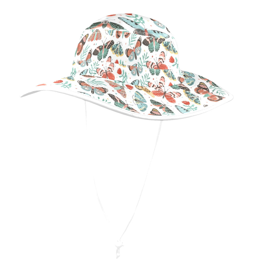Pretty Moths And Butterflies Wide Brim Bucket Hat Wide Brim Bucket Hat animal Printed Offshore