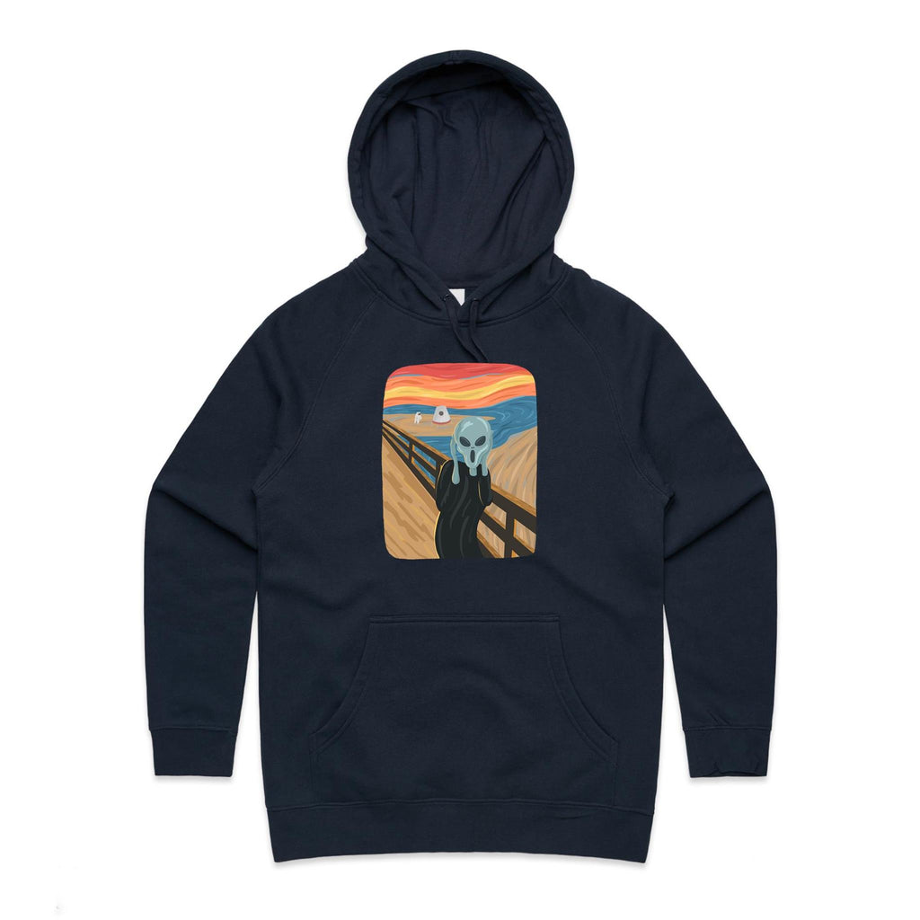 Alien Scream - Womens Hoodie Navy Womens Hoodie Printed In Australia Sci Fi
