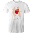 Fa La La La Llama, Christmas - Mens T-Shirt White Mens Christmas T-shirt Christmas Printed In Australia