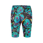 Flower It Blue Women's Bike Shorts With Side Pockets Women's Bike Shorts Plants Printed Offshore
