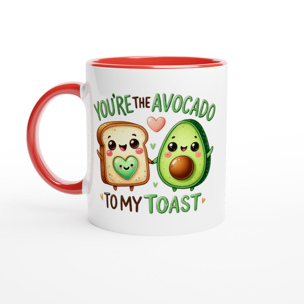 You're The Avocado To My Toast, Valentine - White 11oz Ceramic Mug with Colour Inside Ceramic Red Colour 11oz Mug Food Globally Fulfilled Love