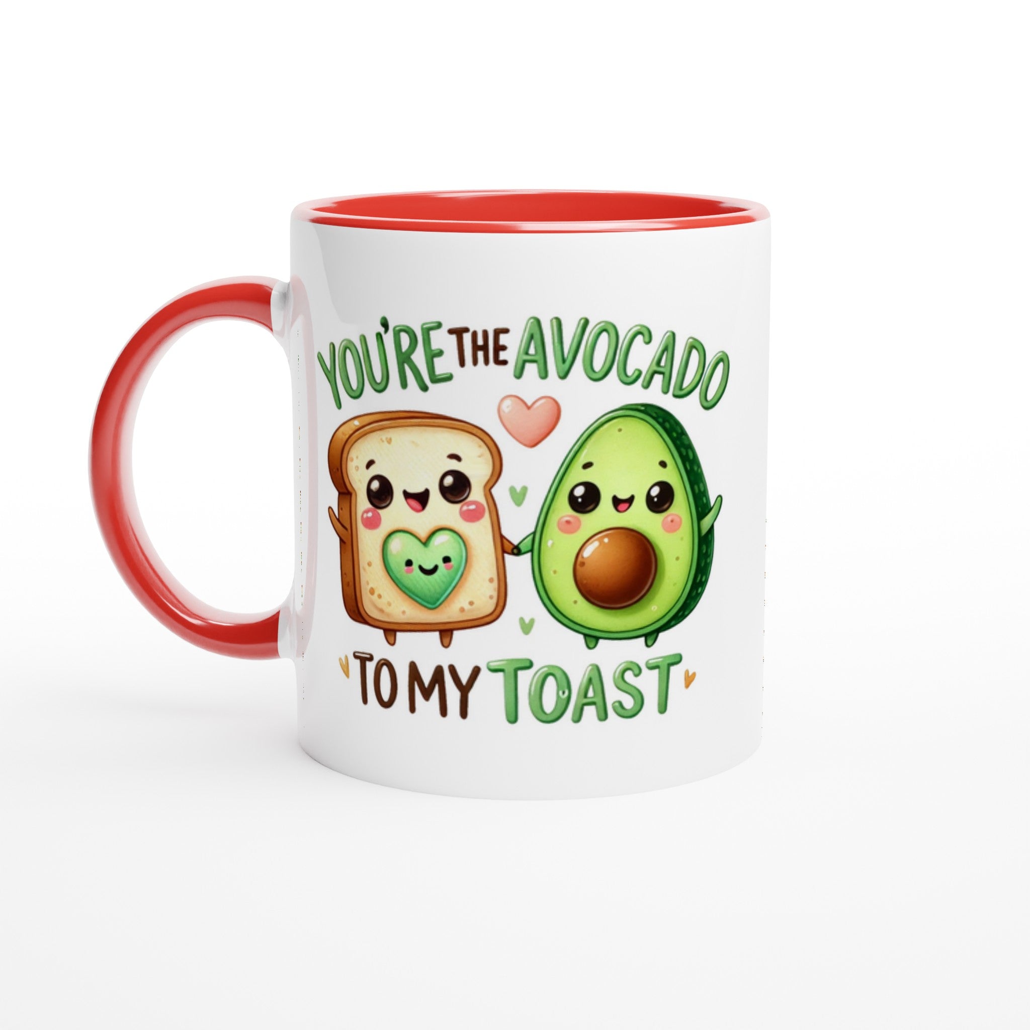 You're The Avocado To My Toast, Valentine - White 11oz Ceramic Mug with Colour Inside Ceramic Red Colour 11oz Mug Food Globally Fulfilled Love