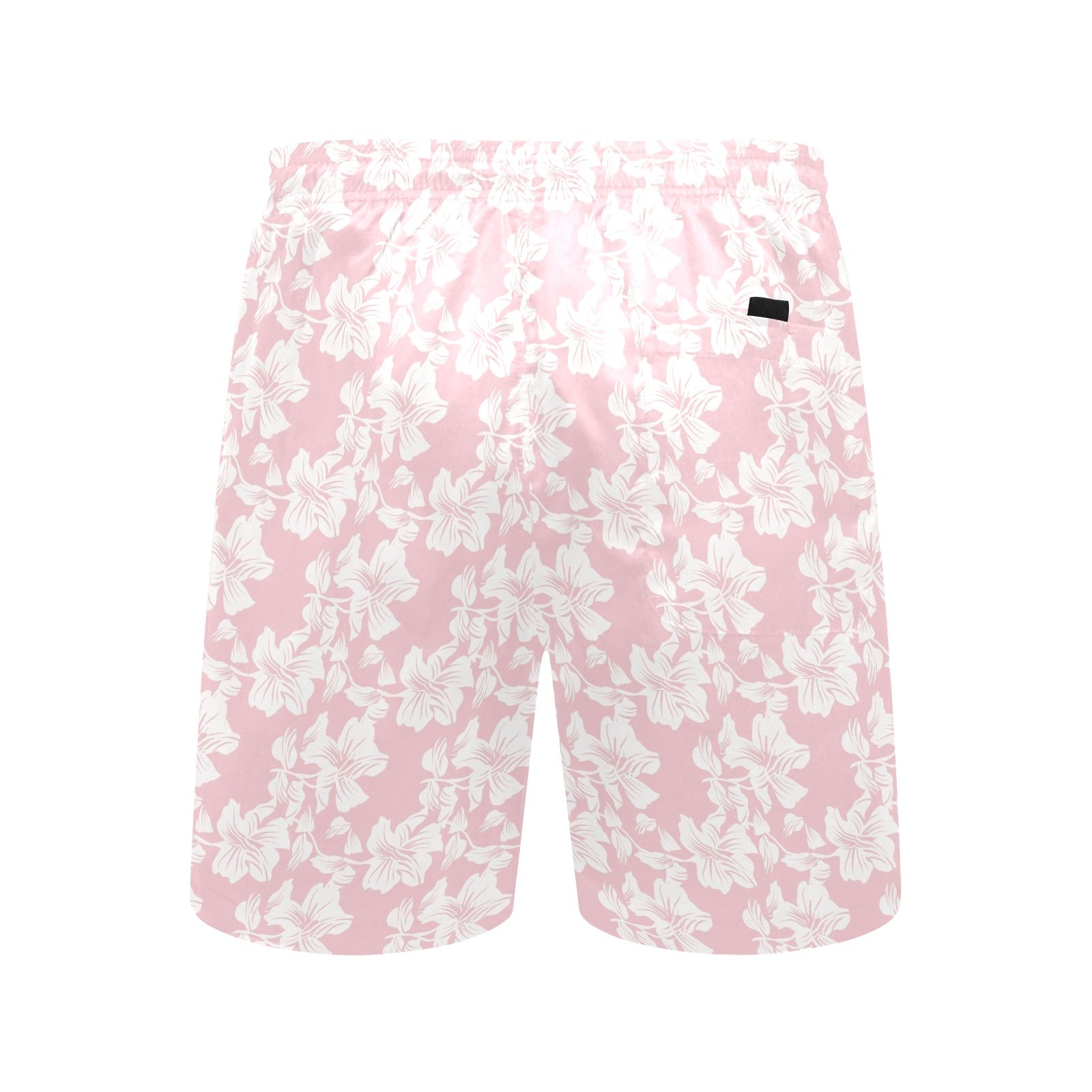 Pink Hawaiian Floral Men's Mid-Length Beach Shorts Men's Mid-Length Beach Shorts Plants Printed Offshore