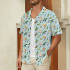 Parrots Men's Short Sleeve Hawaiian Shirt Men's Hawaiian Shirt (New) animal Birds Printed Offshore