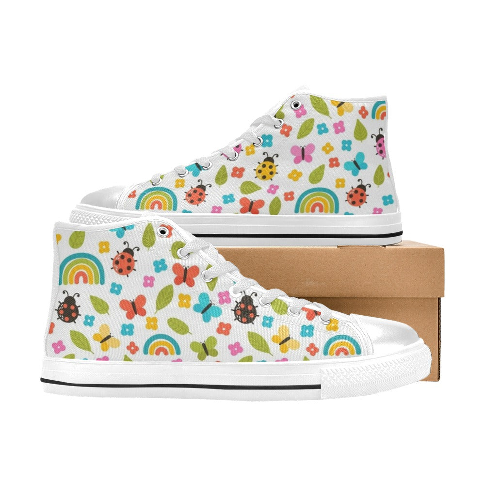 Ladybugs And Rainbows - Kids' High Top Canvas Shoes Kids High Top Canvas Shoes animal Printed Offshore