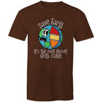 Save Earth, It's The Only Planet With Cake - Mens T-Shirt Dark Chocolate Mens T-shirt Environment Food Printed In Australia