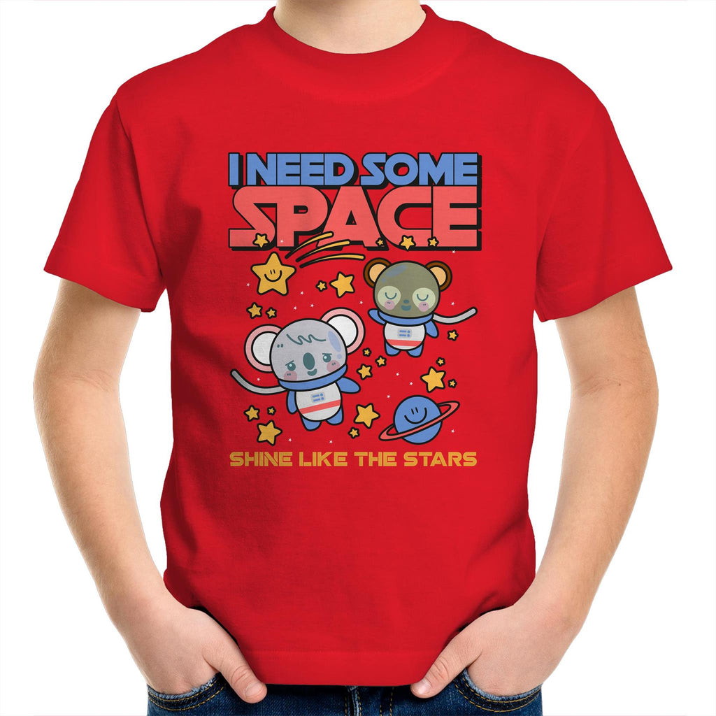 I Need Some Space - Kids Youth T-Shirt Red Kids Youth T-shirt Printed In Australia Space