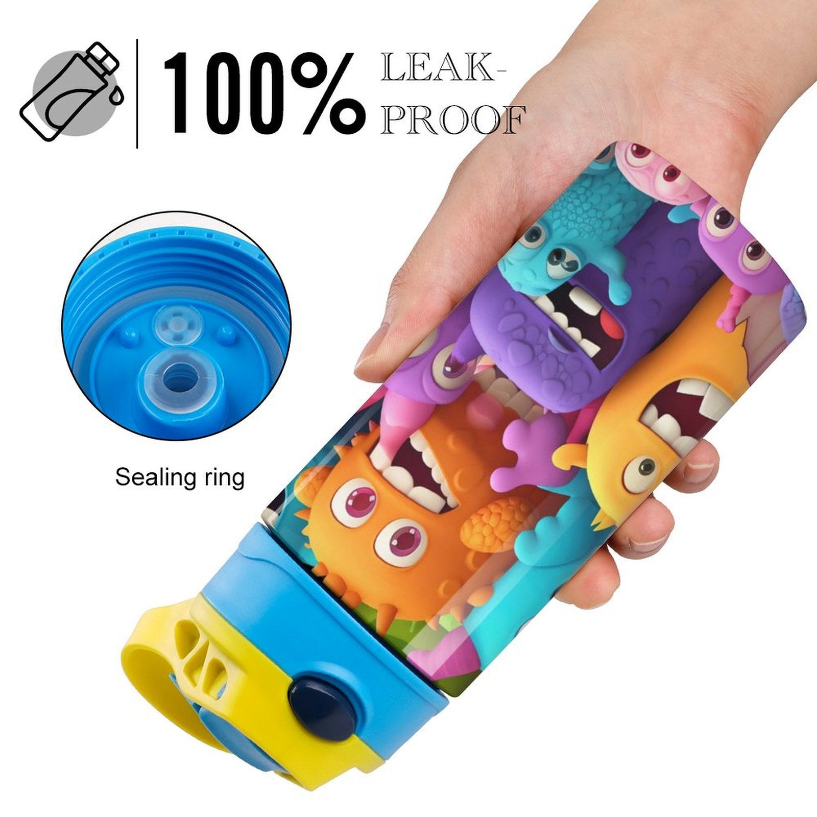 Crazy Colourful Monsters - Little Kids Water Bottle Little Kids Water Bottle Printed Offshore Sci Fi