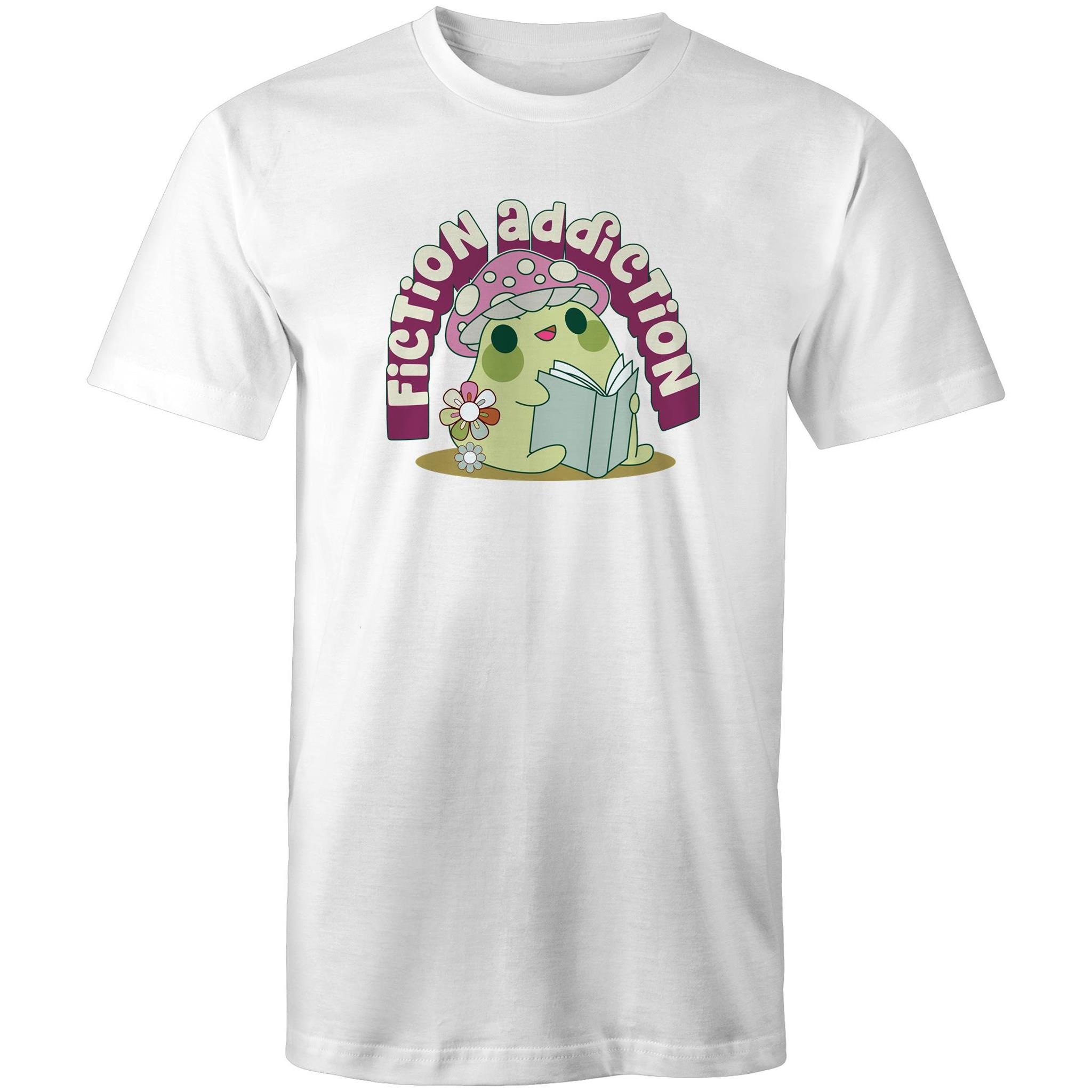 Fiction Addiction - Mens T-Shirt White Mens T-shirt Printed In Australia Reading